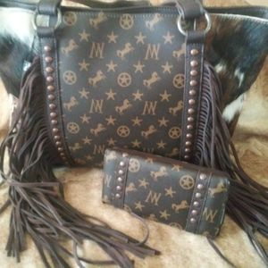 Montana West signature hair on hide purse set